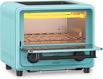 Brentwood 3 Liter Stainless Steel Mini Toaster Oven and Griddle with Timer, Adjustable Temperature, Removable Crumb Tray, and Cool Touch Handle (Blue)