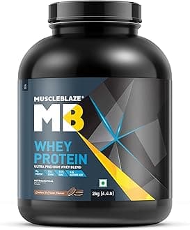 MuscleBlaze 100% Whey Protein, Ultra Premium Blend with Whey Protein Concentrate & Whey Protein Isolate, 25 g Protein per Scoop (Cookies & Cream, 2 kg / 4.4 lb)