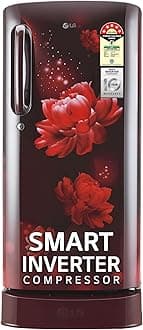 LG 185 L 5 Star Inverter Direct-Cool Single Door Refrigerator (GL-D201ASCU, Scarlet Charm, Base stand with drawer)