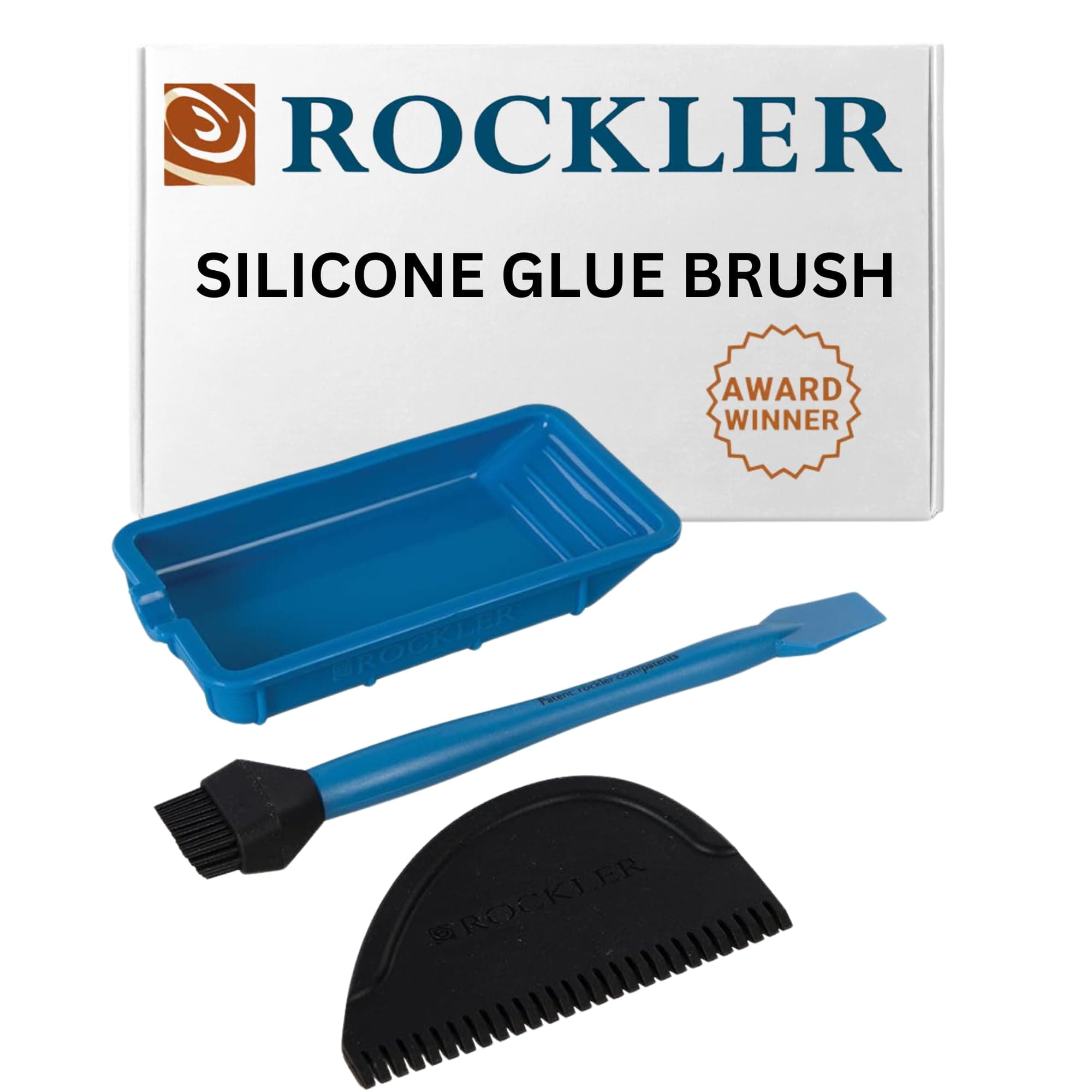 Silicone Glue Applicator Kit (3 Piece) - Glue Applicator Set Includes Glue Brush, Glue Tray, & Glue Spreader – Rinse Woodworking Glue Applicator Kit w/Water - Not Safe for Food Use