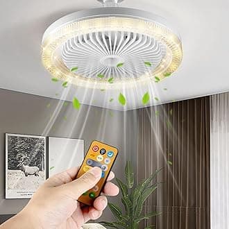 LED Ceiling Light with Fan, Adjustable Angle,30W Dimmable Ceiling fan with Lamp, with Remote Control,Timing and 3 Speeds, E27 Lamp Holder,3000K-6500K for Small Spaces Bedroom Home Office (Unscented)