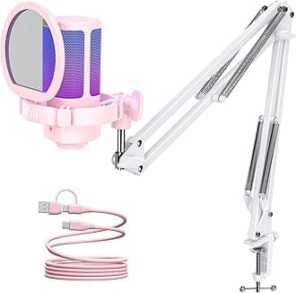 UHURU Gaming USB Microphone for PC: Streaming Computer Mic with Noise Cancellation - Condenser Mic with Controllable RGB for Gaming Streaming