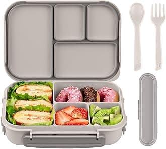 Lunch Box Kids,Bento Box Adult,Leakproof Lunch Containers for Adults/Kids/Toddler,1200ML-4 Compartments bento Lunch box with Utensil,Microwave & Dishwasher & Freezer Safe(White)
