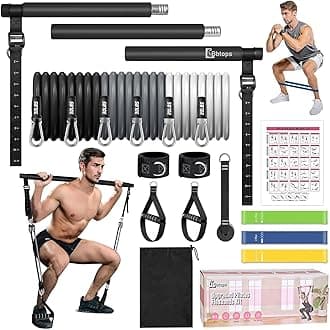 Pilates Bar Kit with Resistance Bands,Pilates Bar with Stackable Bands Workout Equipment for Legs,Hip,Waist and Arm,Exercise Fitness Equipment for Women & Men Home Gym Yoga Pilates