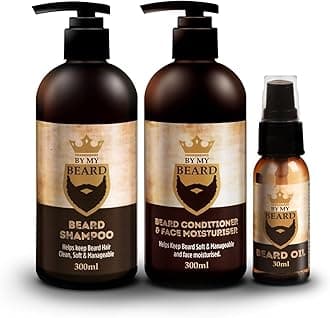 BY MY BEARD Beard Shampoo/Conditioner and Face Moisturiser Oil Complete Triple Pack
