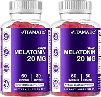 Vitamatic Melatonin 20mg Gummies for Adults, 30 Servings - 60 Vegetarian Gummies - Non-Habit Forming Supplement (60 Gummies (Pack of 2))