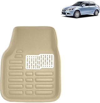 Kingsway Accessories Premium 4D Car Floor Mats Only Compatible with Maruti Suzuki Swift Dzire Year 2012 to 2017 All Model, Set of 3 Pcs, 100% Waterproof Tray Shape PVC 4D Car Foot Mats, Beige