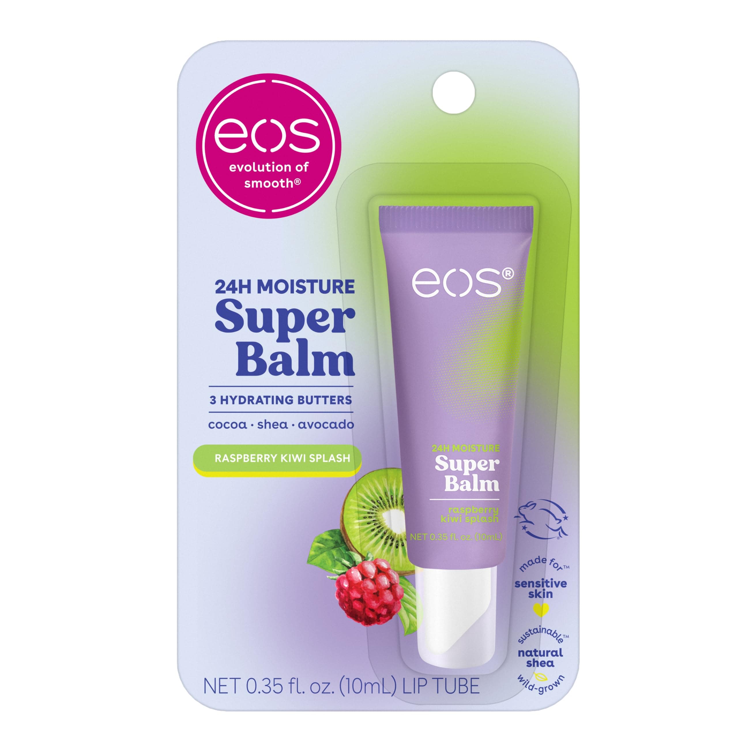 24H Moisture Super Balm - Raspberry Kiwi Splash, Day or Night Lip Treatment, Made for Sensitive Skin, Lip Balms & Moisturizers, 0.35 fl oz