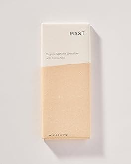 Mast Chocolate Bars | 6 pack | Organic, Kosher | Classic 2.5oz each (6 Bars, Organic Oat Milk Chocolate with Cocoa Nibs)