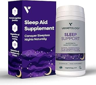 Sleep Support Vegan Supplements (60 Capsules) — Deep Sleep Supplements for Adults and Children — Sleep Calm Food Supplement — Healthy Sleep Aid — Supplements to Help Sleep