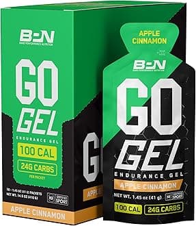 BARE PERFORMANCE NUTRITION, BPN Go Gel Endurance, 24g of Carbohydrates & 100 Calories per Pack, Vegan + Gluten Free Running Gel, 10 Single-Serving Packs, Apple Cinnamon