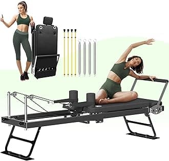 Pilates Reformer, Foldable Reformer Pilates Machine, Pilates Equipment for Home Women Use Gym Workout & Advanced and Beginners Users, Up to 400 lbs Weight Capacity Reformers