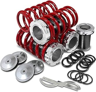 Auto Dynasty Aluminum Scaled Coilover Kit Set (Red Springs Black Sleeves), Compatible with Civic/CRX/Del Sol/Integra - EG EK DC
