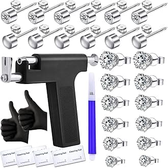 Ear Stud Gun Kit include 12Pairs different size diamond Ear Stud