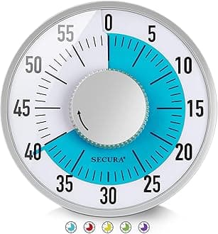60-Minute Visual Timer 6-Inch Mechanical Countdown Timers for Teaching, Meeting, Cooking, Working - Timer with Magnetic Backing（Blue）