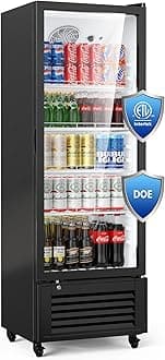 11 Cu Ft Commercial Display Fridge for Beverage,Glass Door Upright Refrigerator Merchandiser,Large Freestanding Business Cooler for Shop,Restaurant,Apartment