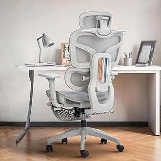 DROGO Opulent Ergonomic Office Chair for Work from Home, Computer Chair for Study with Breathable Mesh, 3D Armrest, 4D Headrest & Lumbar Support | Gaming Chair with Footrest & Recline (Grey)