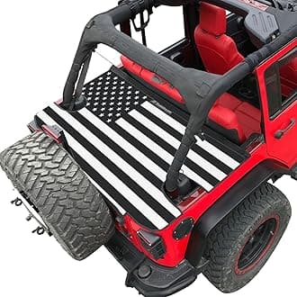 Shadeidea JK Cargo Cover Compatible with Jeep Wrangler Tonneau Trunk Ton Cover JKU (2007-2018) 4 Door - Black Flag - 3 Year Warranty