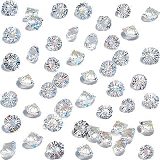 HANSGO 500PCS Diamonds, Mini Clear Fake Diamonds Acrylic Gems Table Scatter Crystals for Vase Fillers, Wedding Decor, Pirate Treasure, Photo Props, Party Decorations, Food Display（0.39-0.47in）