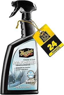 Meguiar's Carpet and Cloth Re-Fresher Odor Eliminator Spray, Car Air Freshener, Fights Odors and Freshens Fabrics in your Car, Easy to Use Trigger Spray, 24 Oz