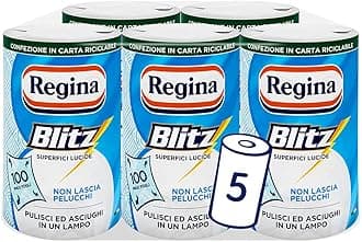 Regina Blitz Casa Paper, Pack of 5 Rolls, 500 Maxi 3-Ply Sheets, Recyclable Paper, Clean and Dry in a Flash, 100% FSC Certified Paper