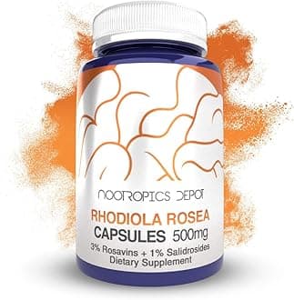 Rhodiola Rosea Capsules | 500mg | 3% Rosavins | 60 Count | Adaptogen Herb | Ayurvedic Supplement | Supports Healthy Stress Levels* | Promotes Brain Health*