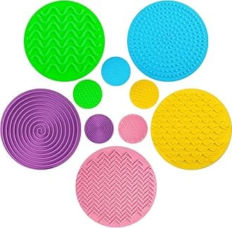 10 Piece Mat Discs Stepping Circles Pads Textured Tactile Toys Stimulation for Calming Play and Early Learning Kids Matching Game, Candy Color