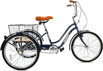 Hauler Adult Tricycle - 24/26 Inch - Steel Frame, Removable Rear Basket With Wheels, Alloy Rims, Parking Brake, Saddle with Springs, Vintage Design, Perfect for Shopping