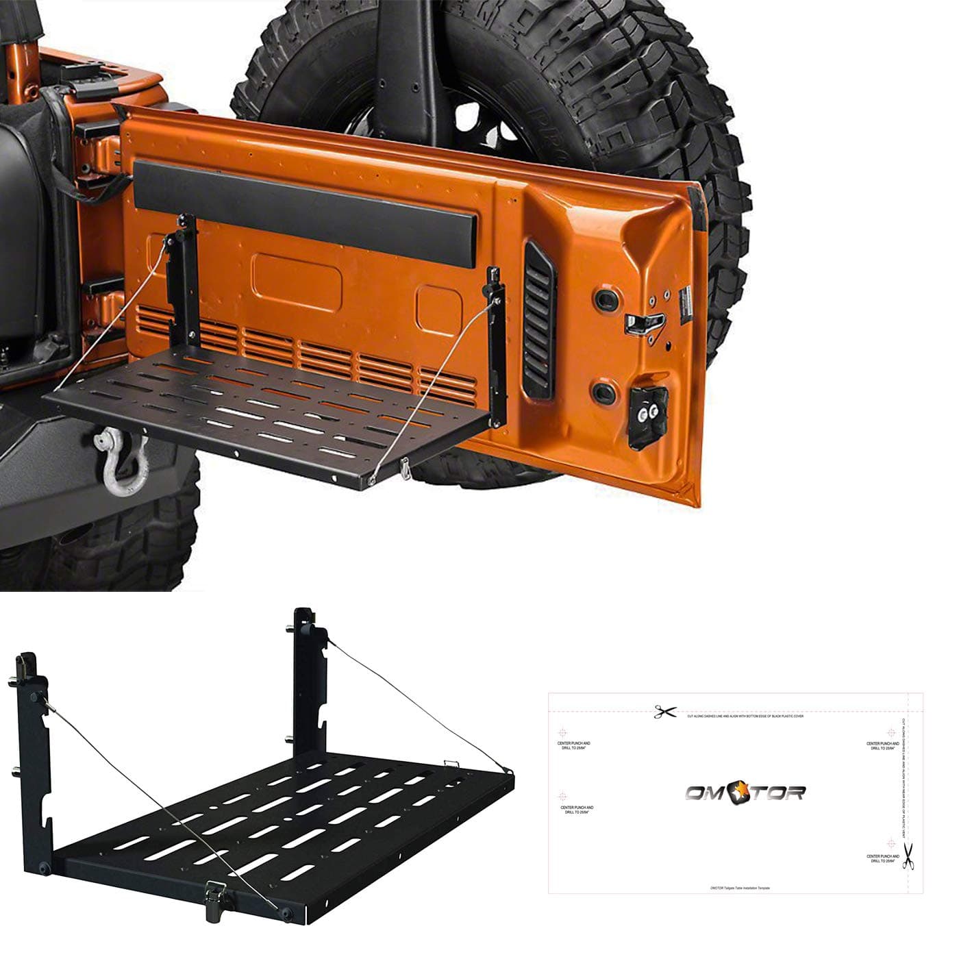 Tailgate Table Rear Door Table Storage Cargo Shelf Rack Aluminum Alloy Matte Black Rear Foldable Back Shelf (JK Tailgate Table)