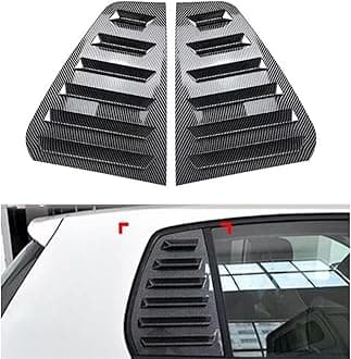 Heart Horse 2pcs for V-W Volk/swagen Golf6 MK6 2008-2012 Accessories Sporty Car Auto Exterior Rear Side Window Louvers Air Vent Scoop Shades Cover Trim Blinds -Carbon Black