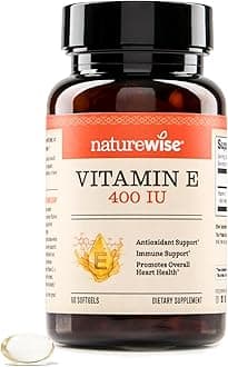 NatureWise Vitamin E 400 IU Softgels (180mg DL-Alpha) - Dairy Free, Gluten Free and Soy Free Antioxidant-Rich Dietary Supplement for Skin, Heart, and Immune Health Support - 2-Month Supply, 60 Count
