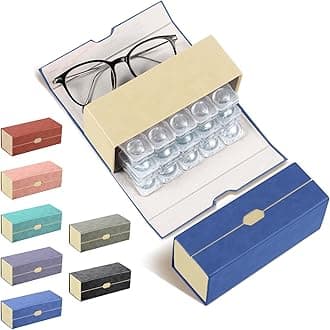 Flutesan Daily Contact Lens Case and glasses Organizer 2 in 1 Double Sided Portable Contact Lens Travel Case for Travel Outdoor Daily Use, Storage up to 30 Lense(Blue)