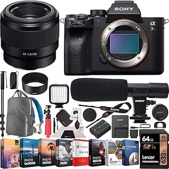Sony a7R IV Full-Frame Mirrorless Camera Body + Sony FE 50mm F1.8 Full-Frame Lens ILCE-7RM4 + SEL50F18F Bundle with Photo Video LED, Monopod,64GB, Software, Deco Gear Backpack & Accessories