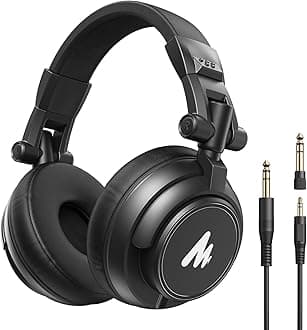 MAONO MH601 Professional Studio Monitor Headphones, Wired Closed Back Over Ear DJ Headset with 50mm Drivers and 1/4 inch to 3.5mm Jack for Guitar Amp Recording Mixing Piano Music Podcast Streaming