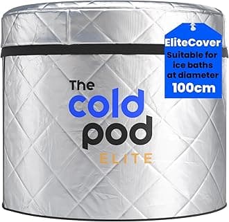 The Cold Pod Elite Ice Bath Tub Cover 100cm / 450L: Insulated and Silver UV Heat Reflective Cold Plunge Tub Cover,Water Proof and Zip Up All Weather Resistant Protective Lid