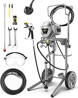 InoKraft MaXpray M3 Cart Airless Paint Sprayer, 227 Bar Max Pressure, Covers up to 9 m²/min, 551W Motor, Thinning-Free Paint Sprayer for Walls and Ceilings, 15 m Hose, Tip Extension & Accessories