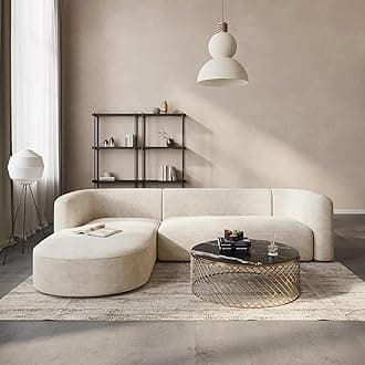 Luxury Modern Tight Curved Back Velvet Sofa, Minimalist Style Comfy Couch for Living Room Apartment, L-Shaped Sectional with Left Chaise, Cream