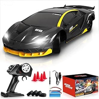 RC Drift Car Remote Control Car 2.4GHz 1/24 4WD 15KM/H High Speed Racing Sport Car with LED Lights Drifting Tire Racing Sport Toy for Adults Boys Girls Kids Gift 2Pcs Rechargeable Batteries