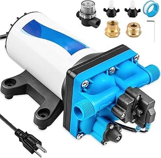 115V Electric Water Pressure Booster Pump, 5.5GPM 55 PSI RV Fresh Electric Water Diaphragm Pumps, include Garden Hose Adapters for RV, Marine, Yacht
