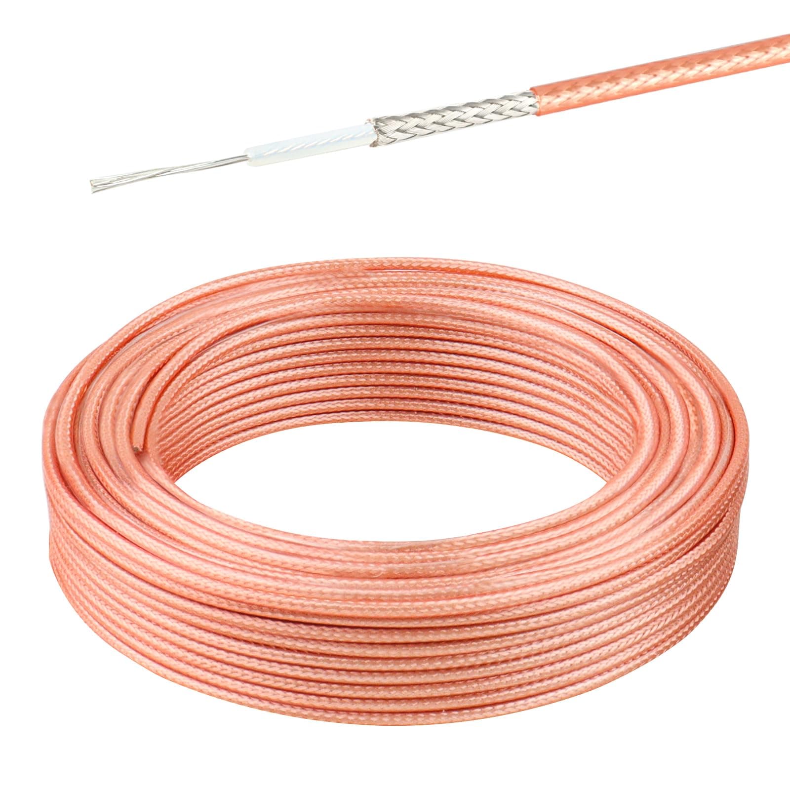 XRDS -RF RG-316 Coax Cable 50 ft, Thin RF Coaxial Cable Flexible Lightweight Low Loss Coaxial Coax Cable, Brown