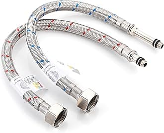 300mm 2 Pipes M8 x 1/2" |4 Lengths| Flexible Pipe Tap Connector Stainless Steel, Hose Kitchen/Basin Isolator Valve WRAS Approved Braided Pipe for Bathroom Rust-Free Corrosion Resistant