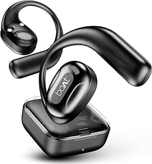 boAt Airdopes Progear Open-Ear Ear Buds for Outdoor Sports W/Air Conduction Tech,in Ear,4 Mics W/Ai-Enx, 100Hrs Playback,15Mm Drivers, Secure Fit,Beast Mode W/ 40Ms Latency, ASAP Charge(Active Black)