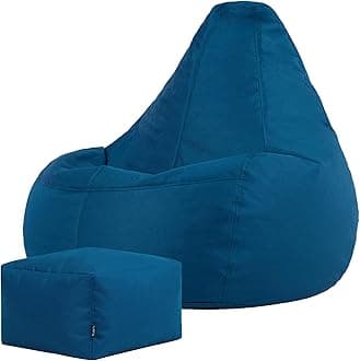 Bean Bag Bazaar Dalton Gaming Bean Bag and Footstool, Teal, Water Resistant Fabric, Large Outdoor Beanbag with Filling Included, Gaming Chair, Outdoor Seating, Garden Furniture