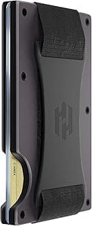 Hayvenhurst Wallet For Men - Reinvented Design Men's Wallet - Slim, Minimalistic & Seamless Card Case, Blocks RFID Scanners, Holds 12 Cards, Gunmetal, 10.9 cm x 8.6 cm x 1.9 cm, Cash Strap