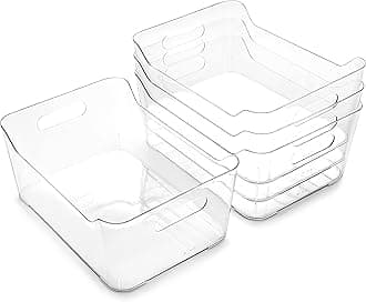 BINO | Plastic Organizer Bins, Large - 4 Pack | The SOHO Collection | Multi-Use | Pantry & Freezer Organizer Bins | Plastic Storage Containers for Home & Kitchen Org