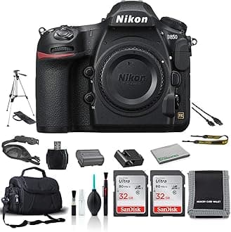 Nikon D850 FX-Format Digital SLR Camera (Body Only) 45.7MP - Bundle with 2X 32GB Sandisk Memory Card + Carrying Case + Tripod + More