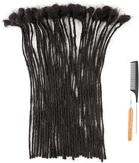 0.2cm Width 12 Inch 10 Strand 100% Human Hair Dreadlock Extensions for Men Women Kids - Permanent Locs with Needle and Comb