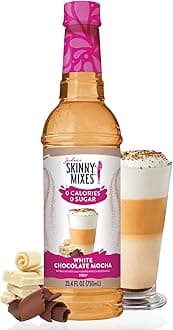 Jordan's Skinny Mixes Syrups Sugar Free Coffee Syrup, White Chocolate Mocha Flavor Mix, Zero Calorie Flavoring for Chai Latte, Protein Shake, Cocktail & More, Gluten Free, Keto Friendly, 25.4 Fl Oz, 1 Pack