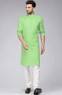 Multi Colored Cotton Plain Men's Ethnic Kurta Only