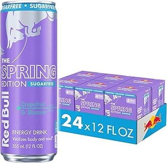 Red Bull Spring Edition Sugarfree Energy Drink, Grapefruit, 12 fl. oz., 6 x 4 Cans, Pack of 24 Cans, with 114mg Caffeine, Taurine & B Vitamins